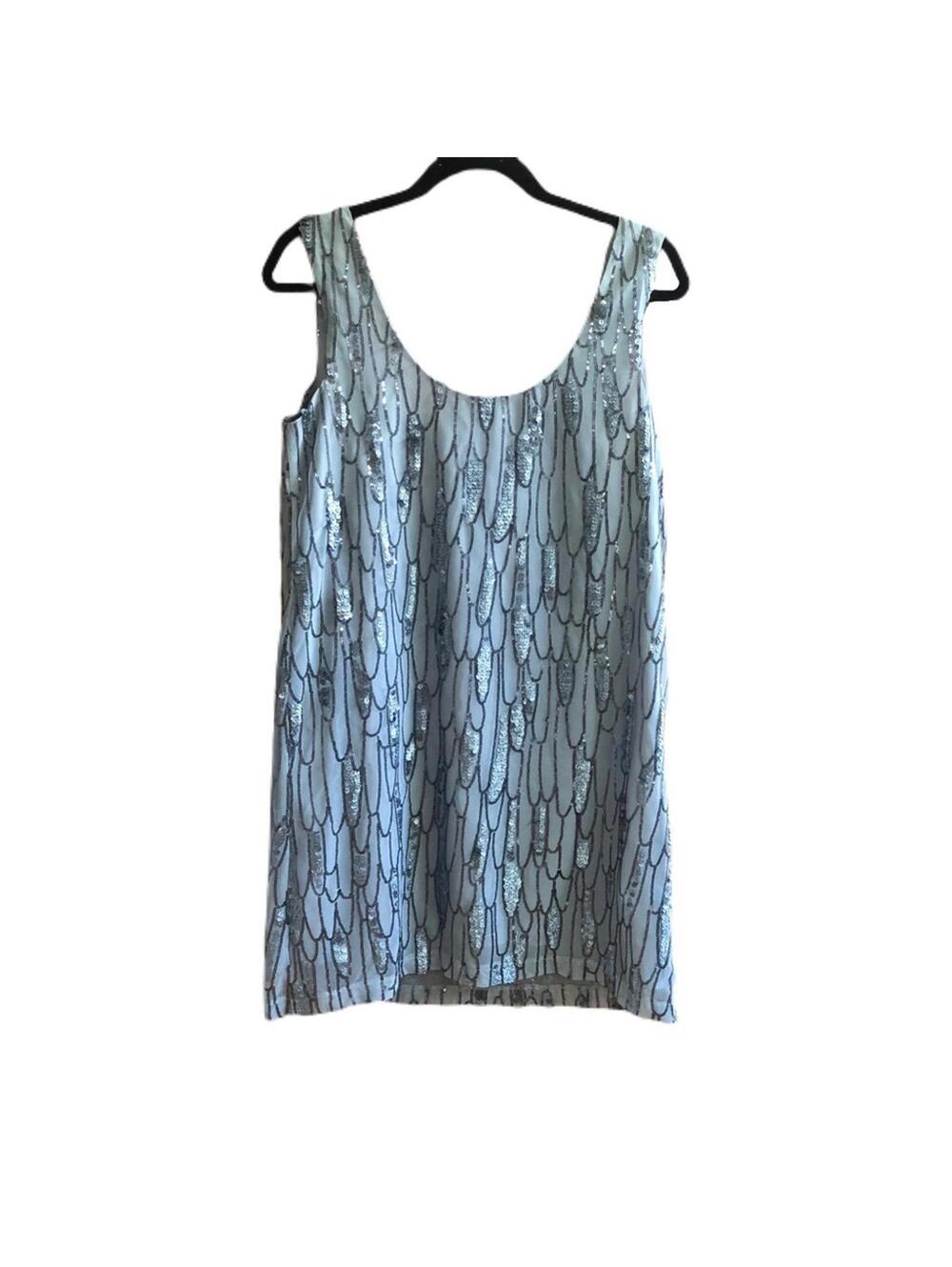 BB DAKOTA Roselynn Silver Raindrops Sequin Tank Dress‎ - Size Medium